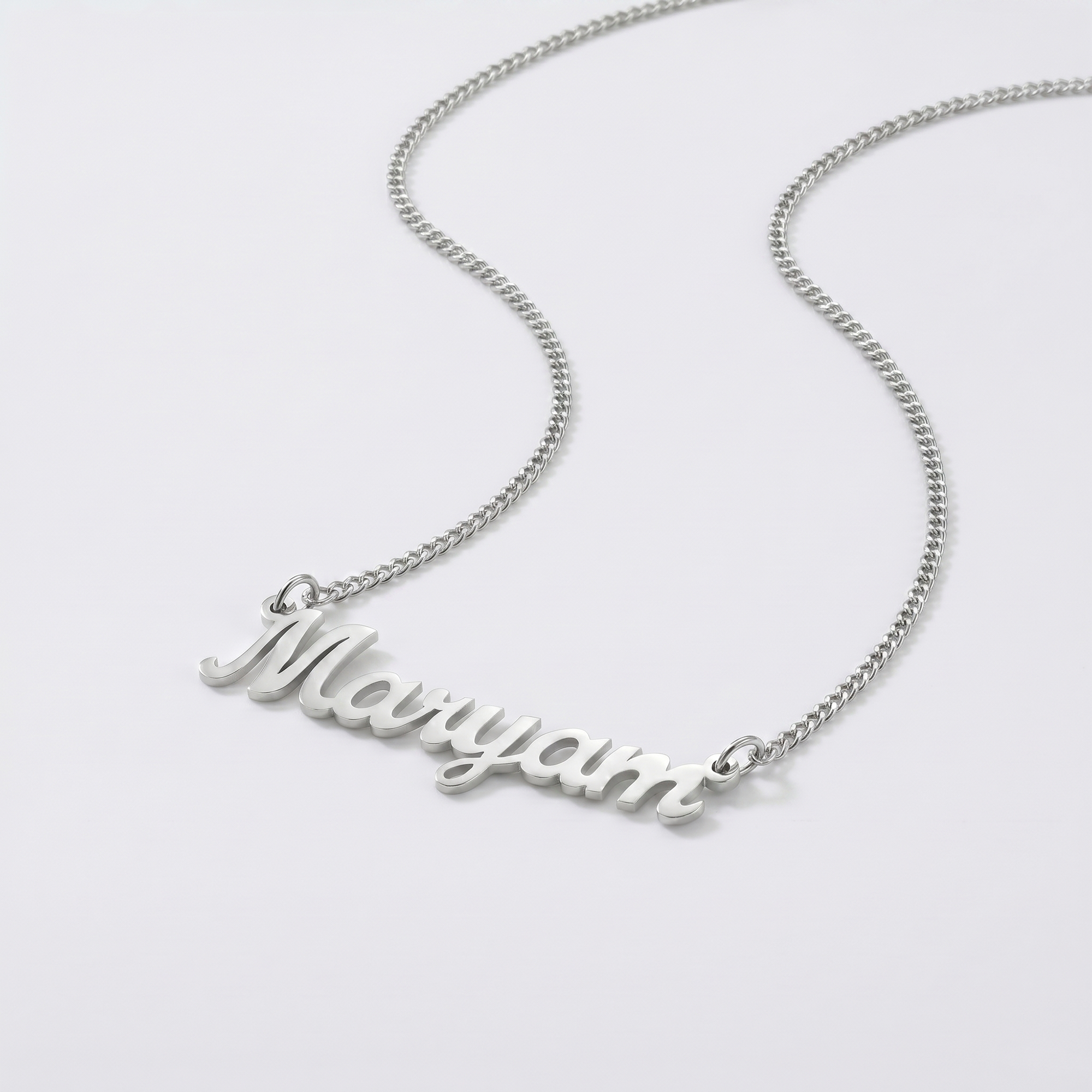 Custom name necklace 1mm Curb chain