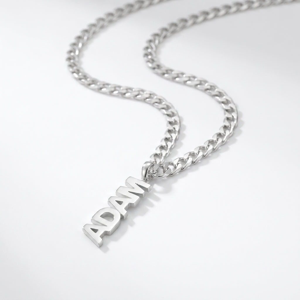 Mens name necklace cuban chain