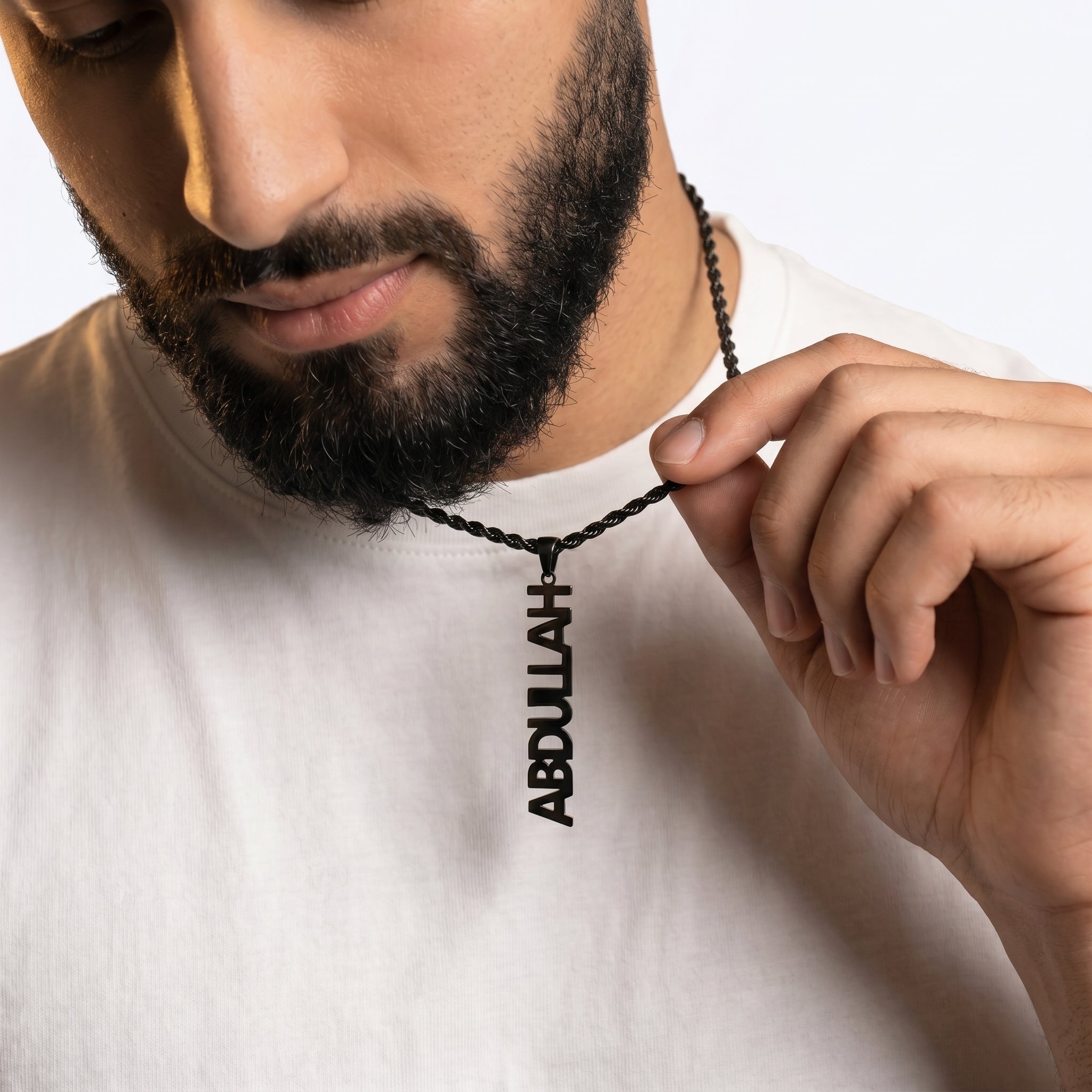Mens name necklace rope chain
