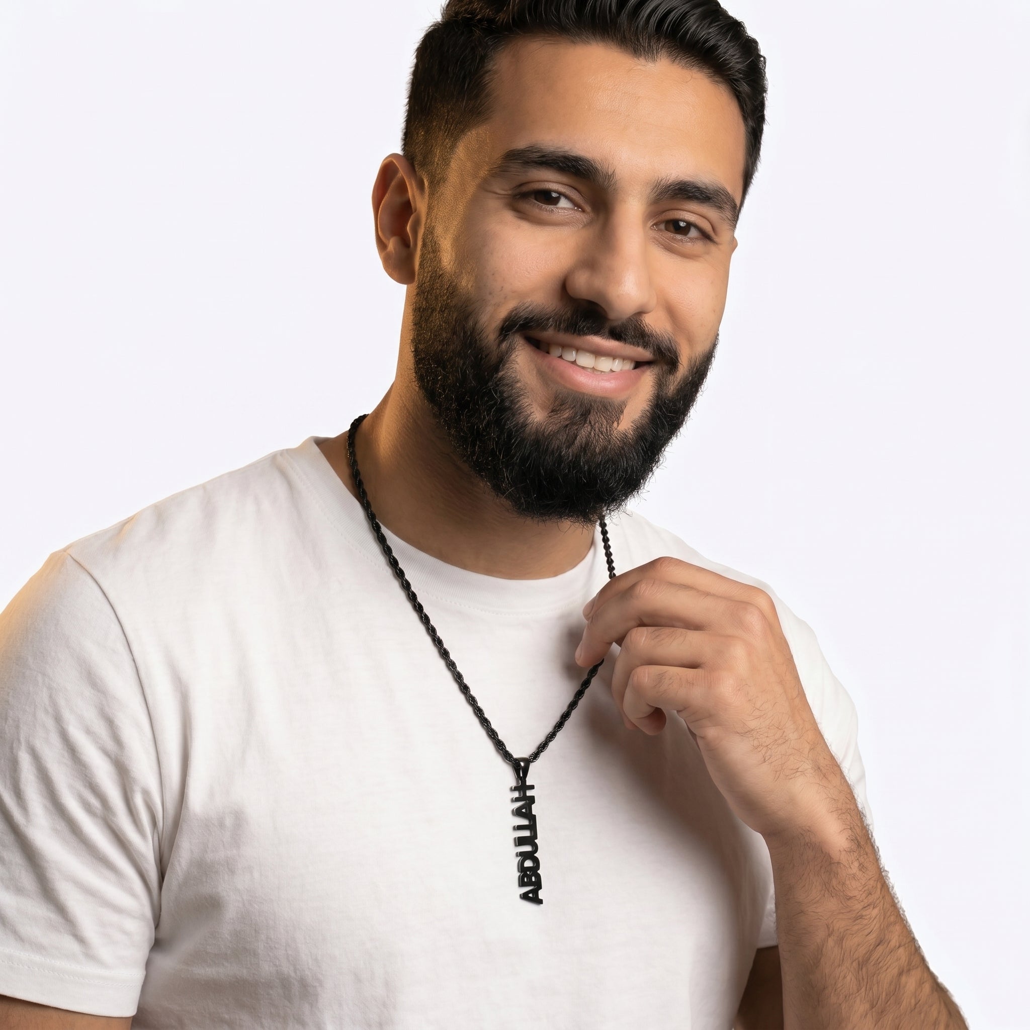 Mens name necklace rope chain