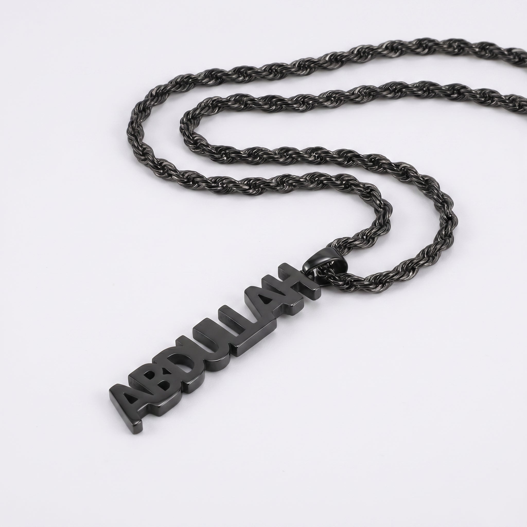 Mens name necklace rope chain