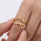 Custom Name Ring with Hollow heart
