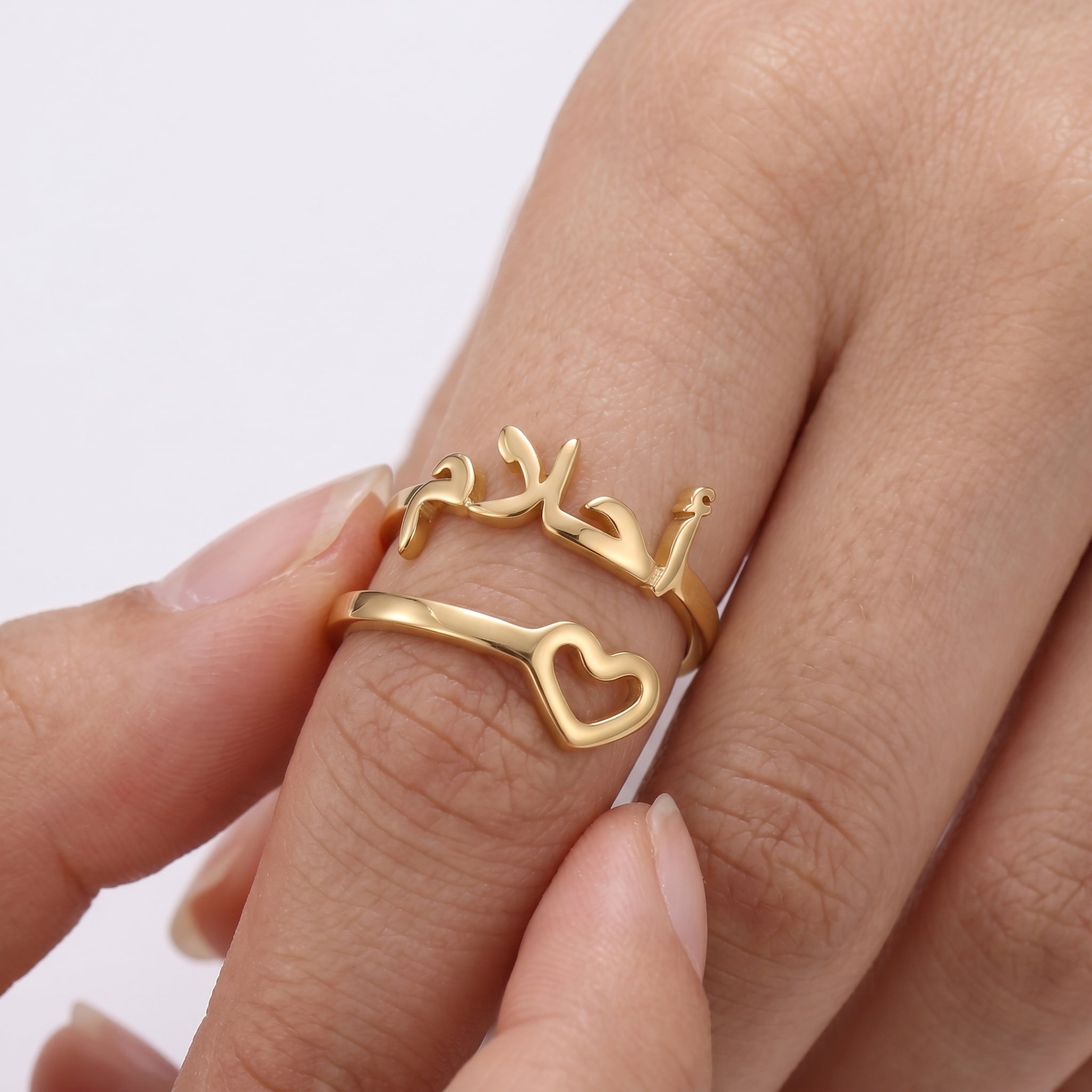 Custom Name Ring with Hollow heart