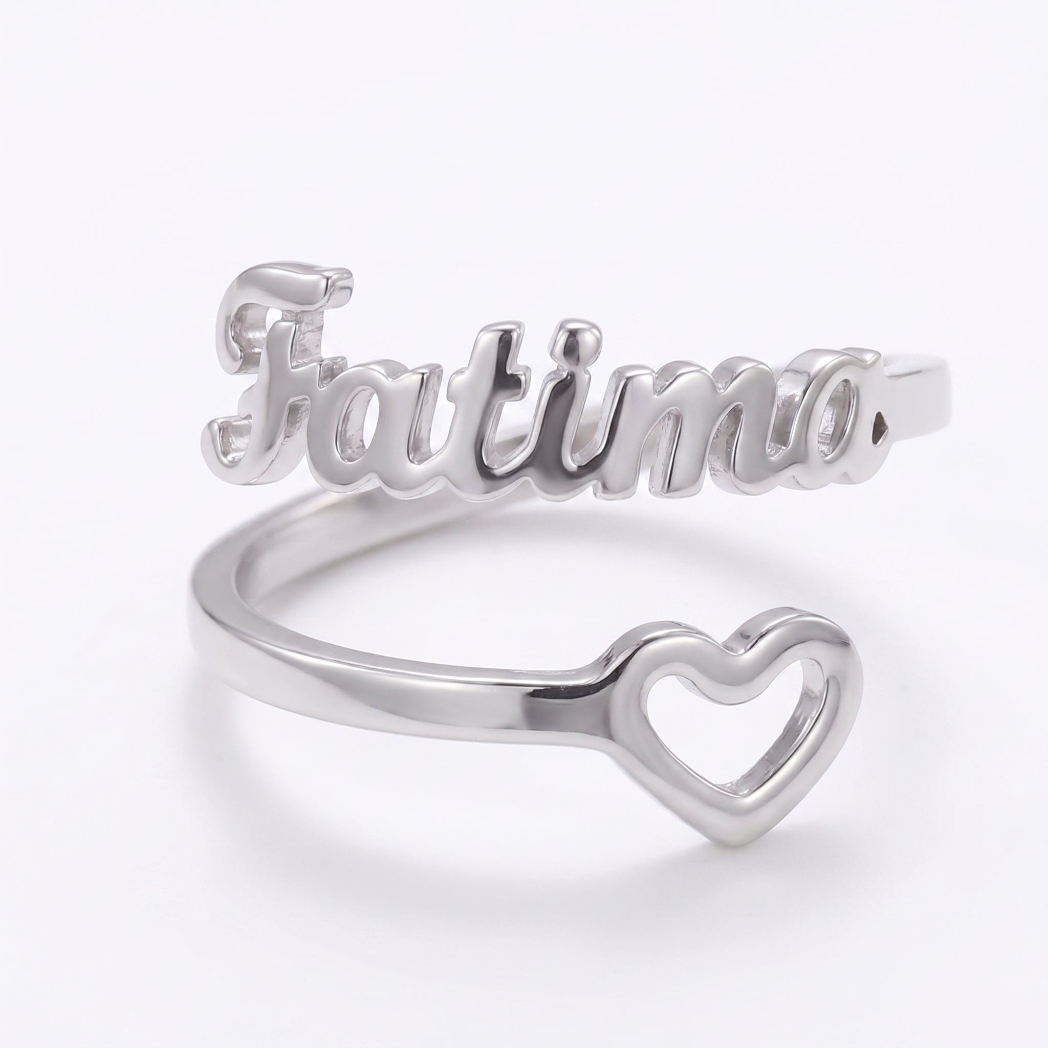 Custom Name Ring with Hollow heart
