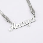 Custom name necklace herringbone chain