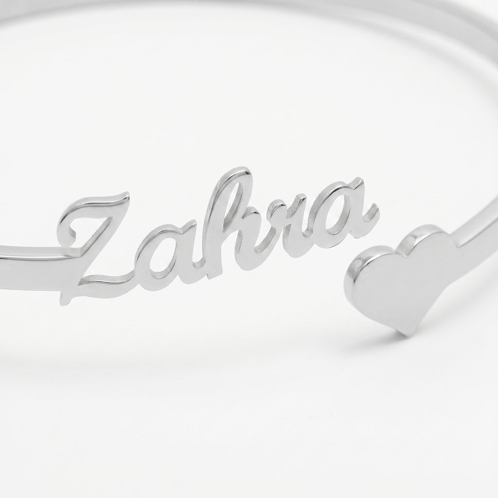 Name bangle with heart
