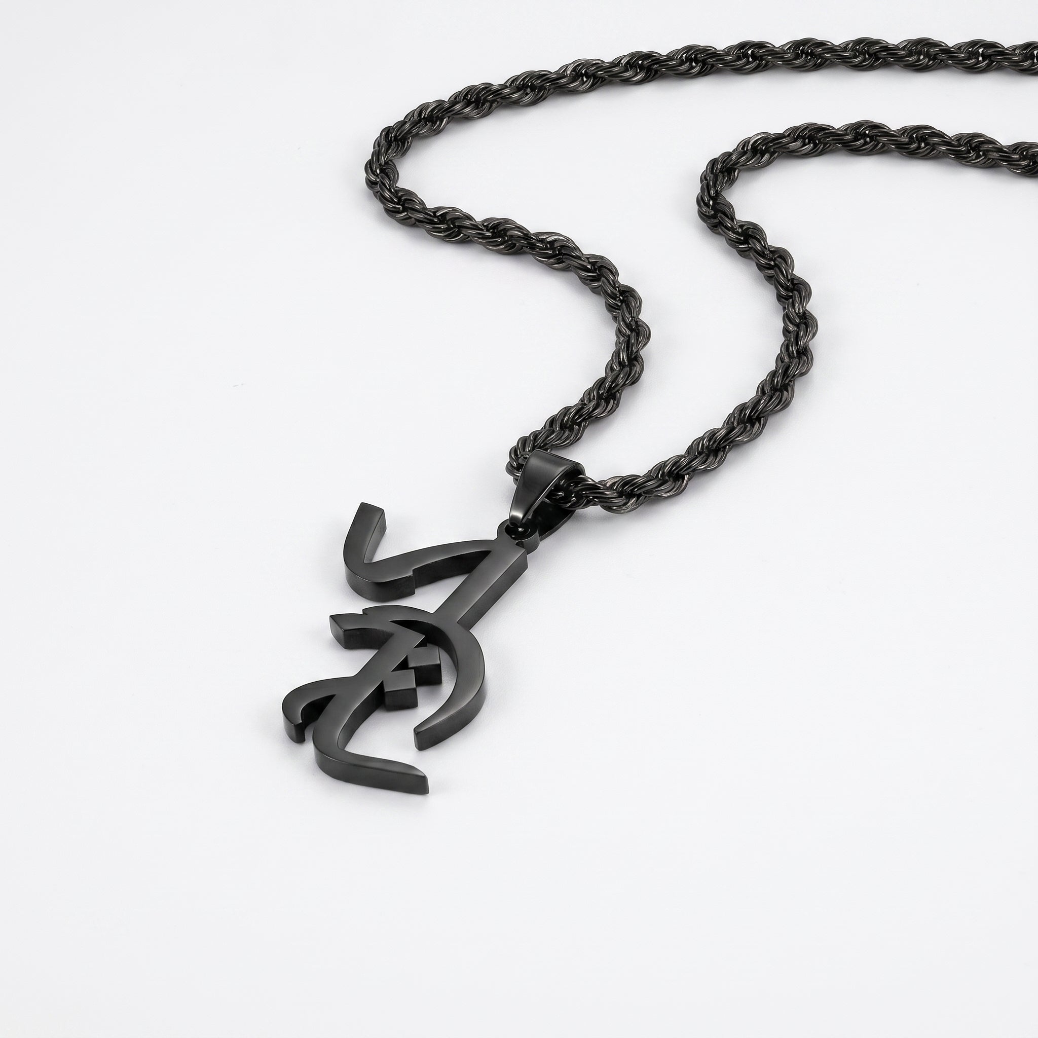 Mens name necklace rope chain