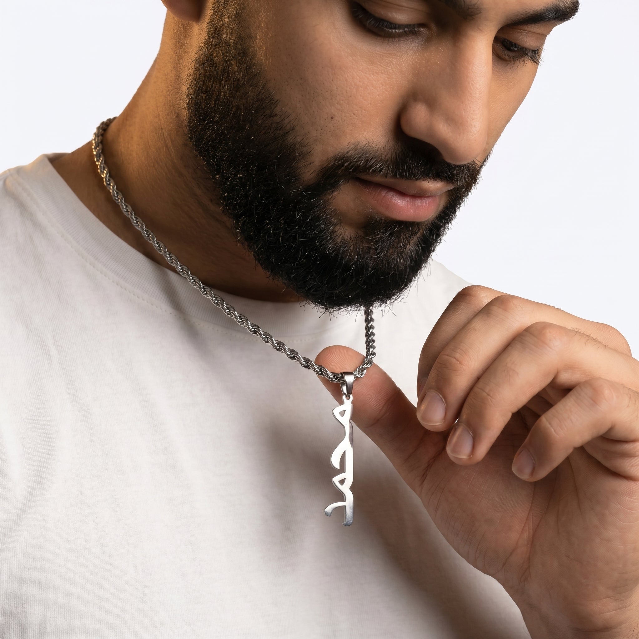 Mens name necklace rope chain